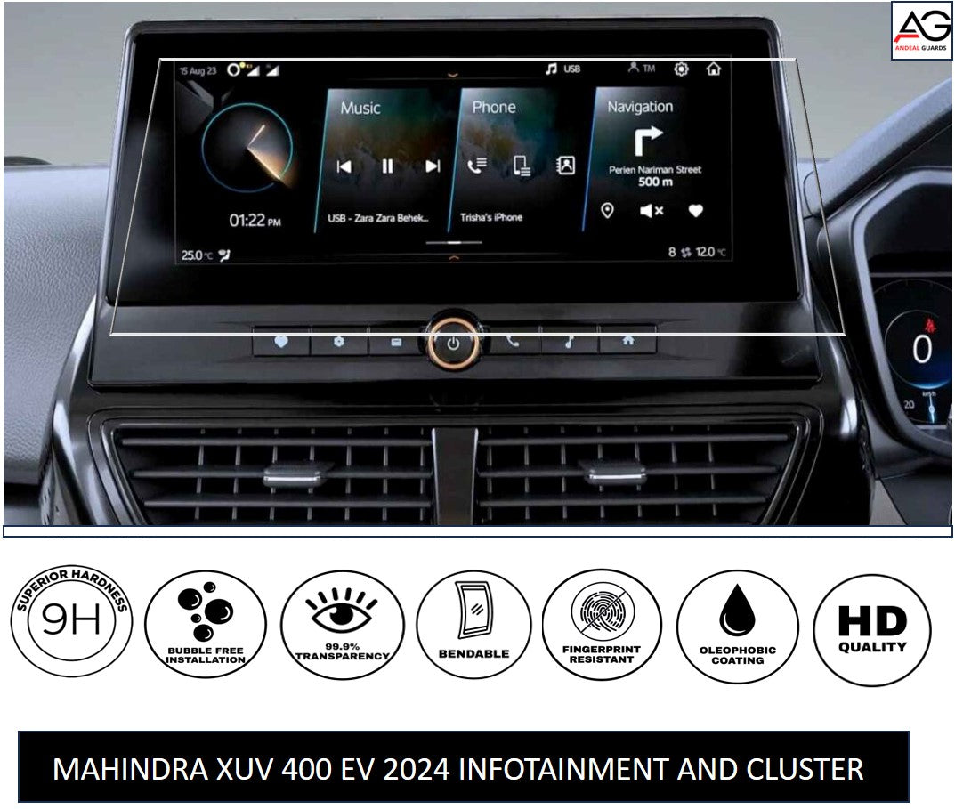 Mahindra XUV 400 EV [2024-Running] Screen Protector For Infotainment And Cluster Combo -Latest Model