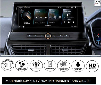 Mahindra XUV 400 EV [2024-Running] Screen Protector For Infotainment And Cluster Combo -Latest Model