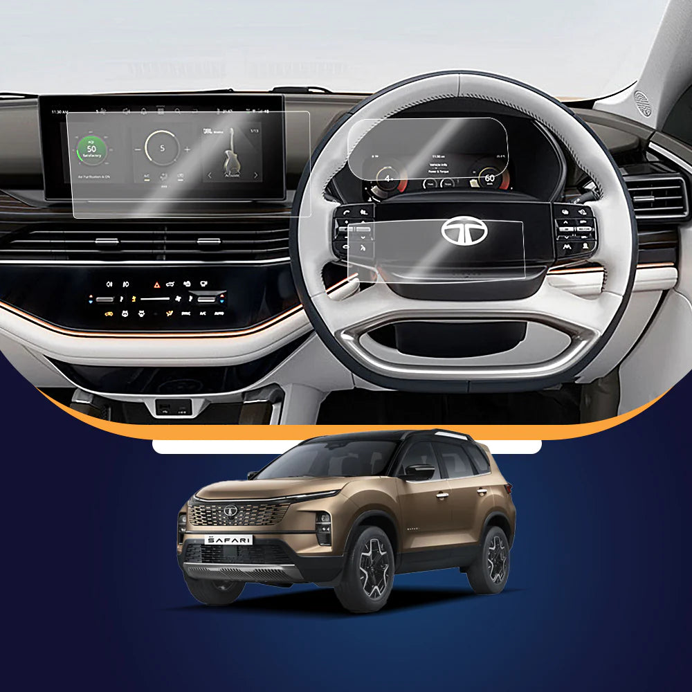 Tata Safari Facelift 12.3 Inch Infotainment ACCOMPLISHED , ACCOMPLISHED PLUS (2023- Running) Infotainment + Cluster + Steering Combo Screen Protector