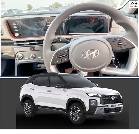 HYUNDAI CRETA 2024 FACELIFT EX And S Variant Screen Protector Combo [Infotainment And Cluster]