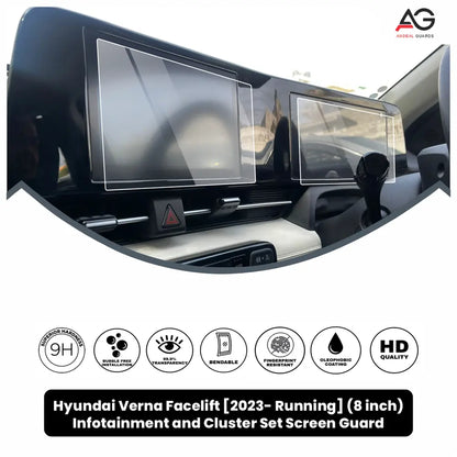 Hyundai Verna Facelift Infotainment and Cluster Set 8 Inch [2023- Running] Screen Protector