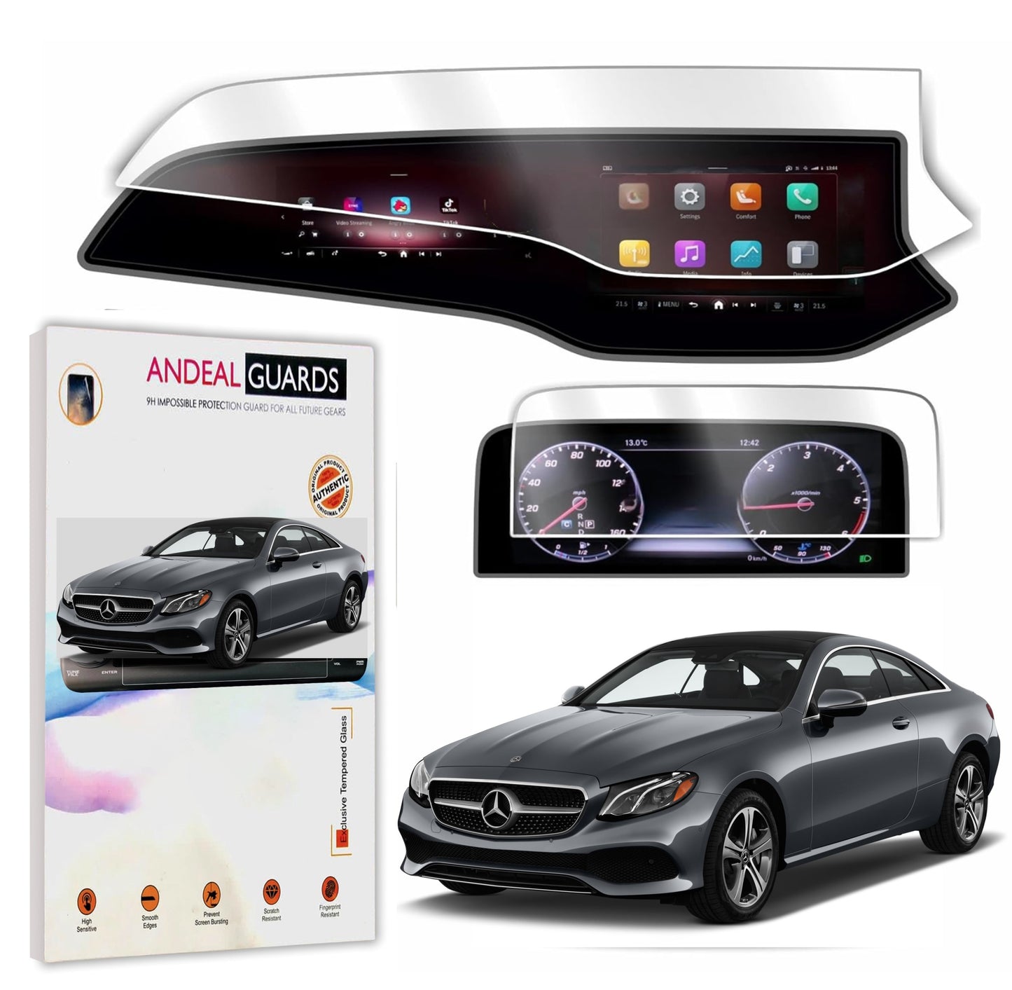 Mercedes Benz E-Class 2024-2025 [ Infotainment + Instrument Cluster Screen Guard] Combo