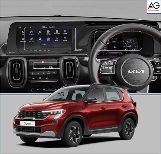 NEW KIA SONET 2024 FACELIFT (10.25 INCH) INFOTAINMENT ,AC & INSTRUMENT CLUSTER Protector ,HTX+ GTX PLUS X LINE [2024-Running] Screen Protector