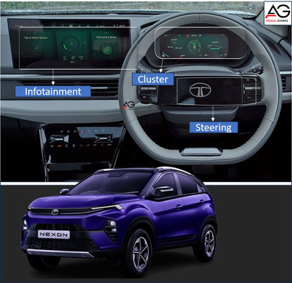 Tata Nexon EV Facelift 12.3 Inch Empowered Plus (2023- Running) Infotainment + Cluster + Steering Screen Protector