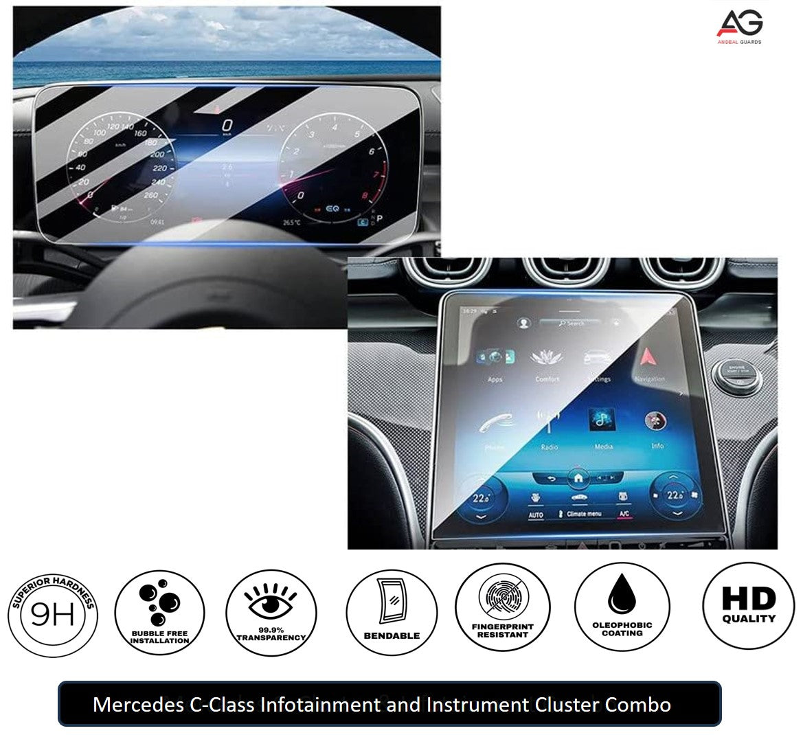 Mercedes C-Class Infotainment and Instrument Cluster Combo Screen Protector